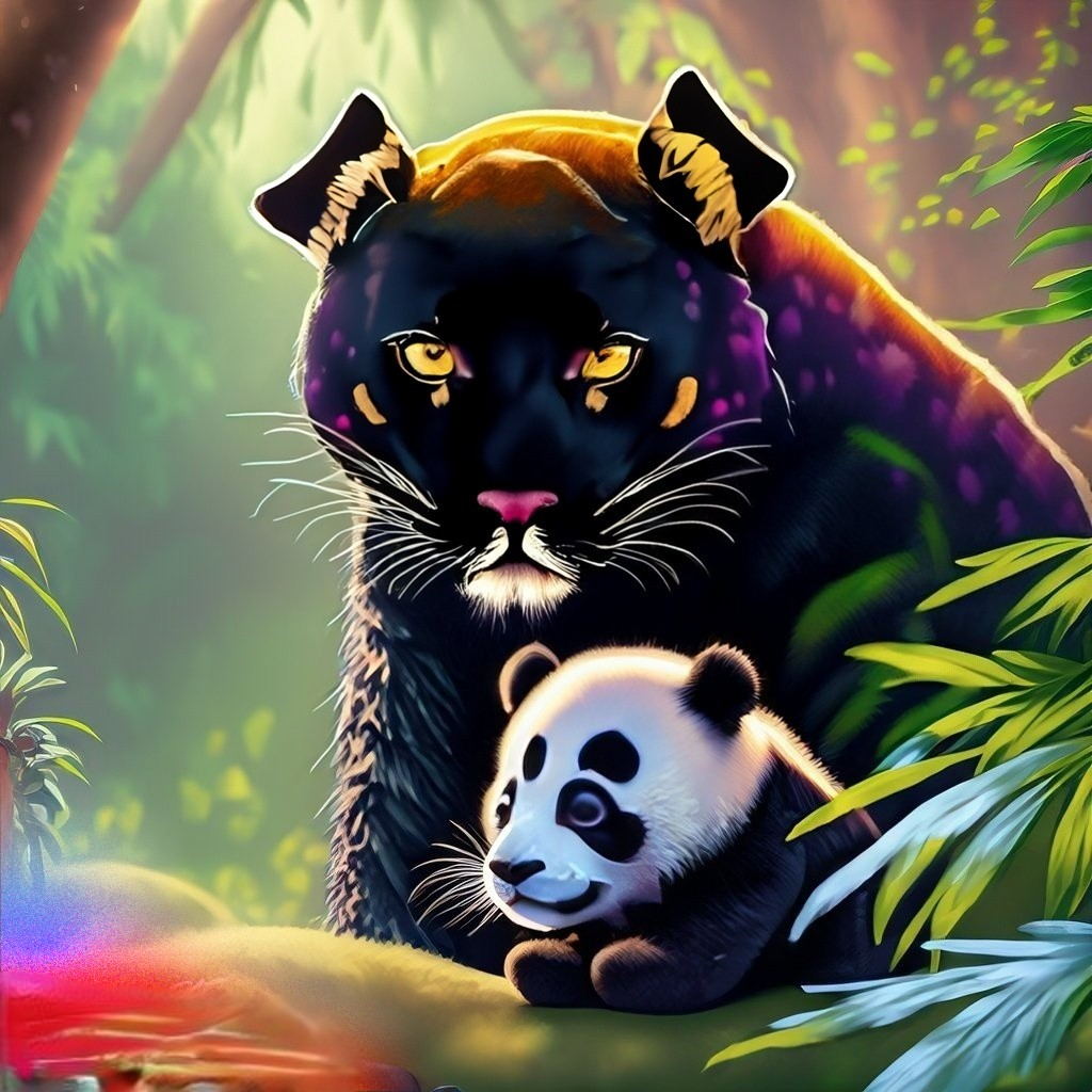 Shadow the Black Panther and Po the Panda